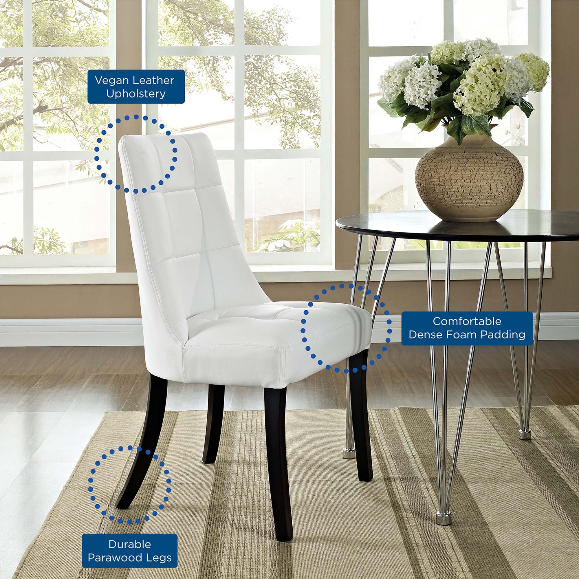 Noblesse Vinyl Dining Chair Set of 2 by Modway