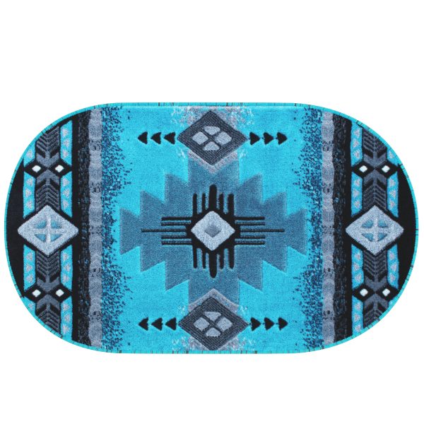 Mohave Collection 3' x 5' Turquoise Traditional Southwestern Style Area Rug - Olefin Fibers with Jute Backing [ACD-RGC318-35-TQ-GG]