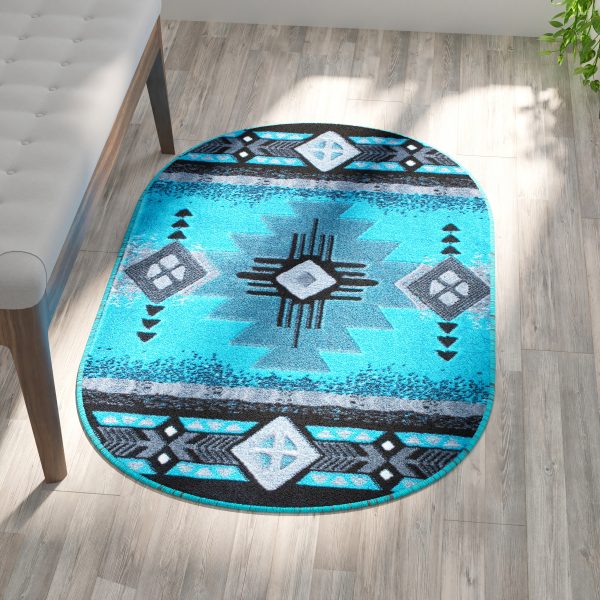 3x5 Rustic Turquoise Area Rug