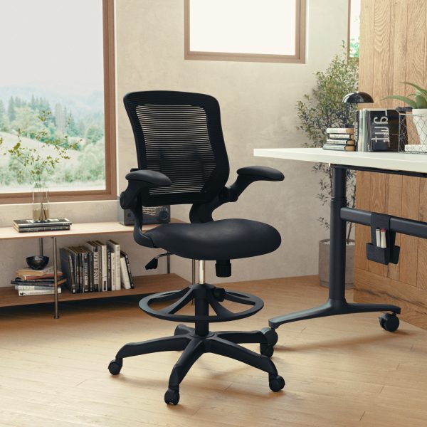 Black Mesh Drafting Chair