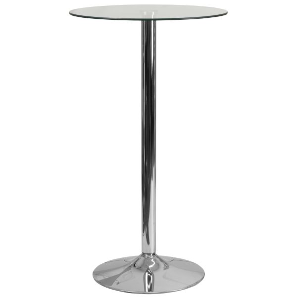 23.5'' Round Glass Table with 35.5''H Chrome Base [CH-6-GG]