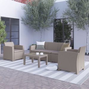 4 PC Gray Outdoor Rattan Set
