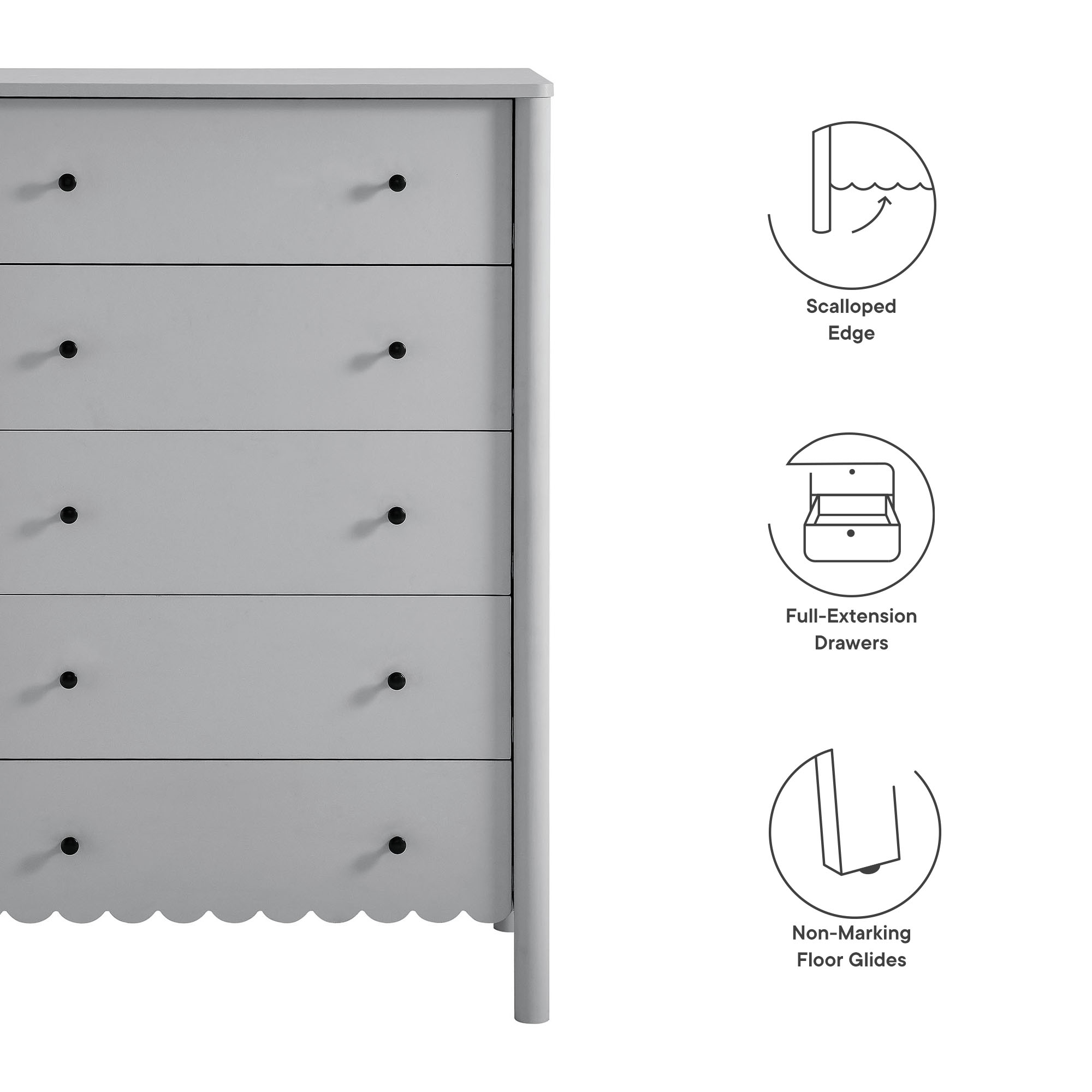 Emmeline Scalloped 5-Drawer Chest by Modway
