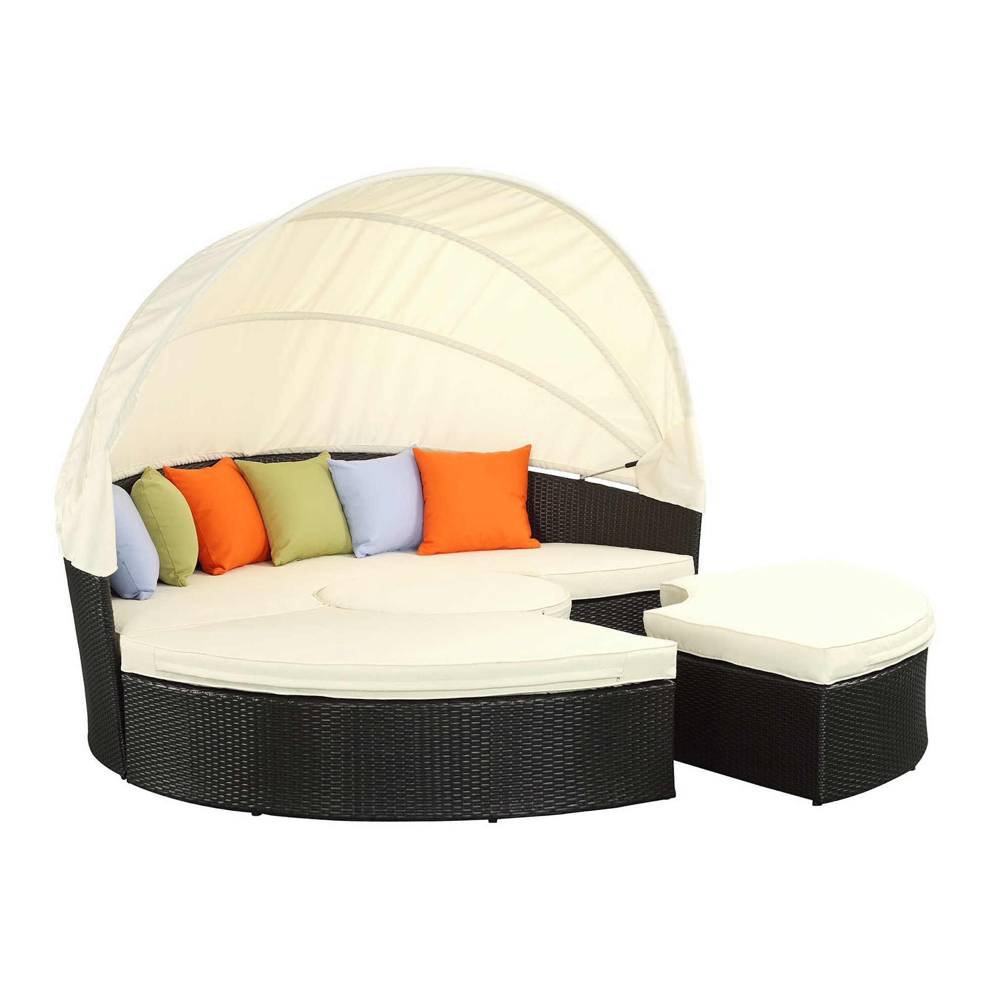 Quest Outdoor Patio Wicker Rattan Canopy Sectional Daybed by Modway