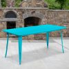 31.5x63 Teal Metal Table Set