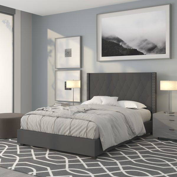 Full Platform Bed-Dark Gray