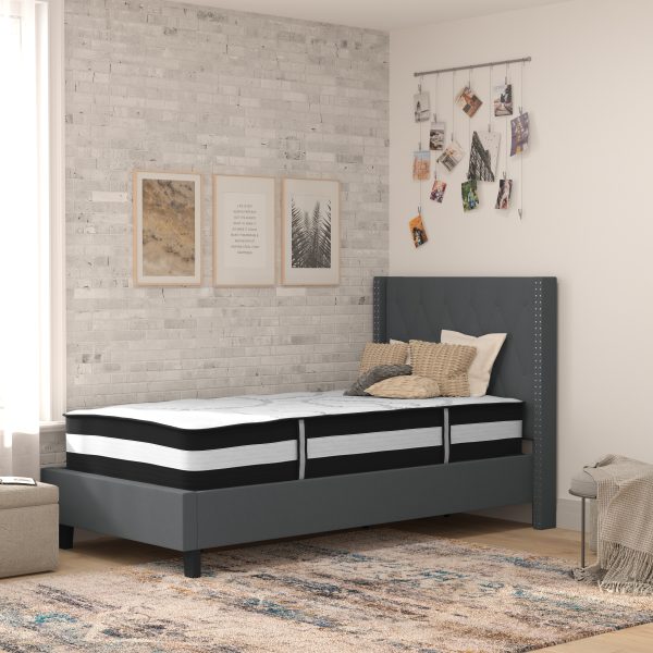 Twin Platform Bed Set-Gray
