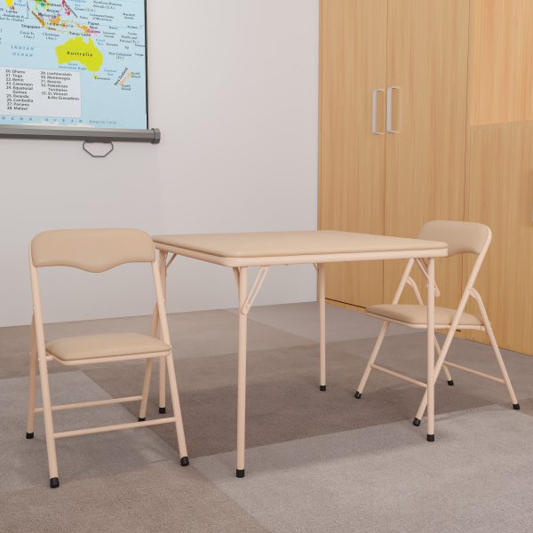 Kids Tan Folding Table Set