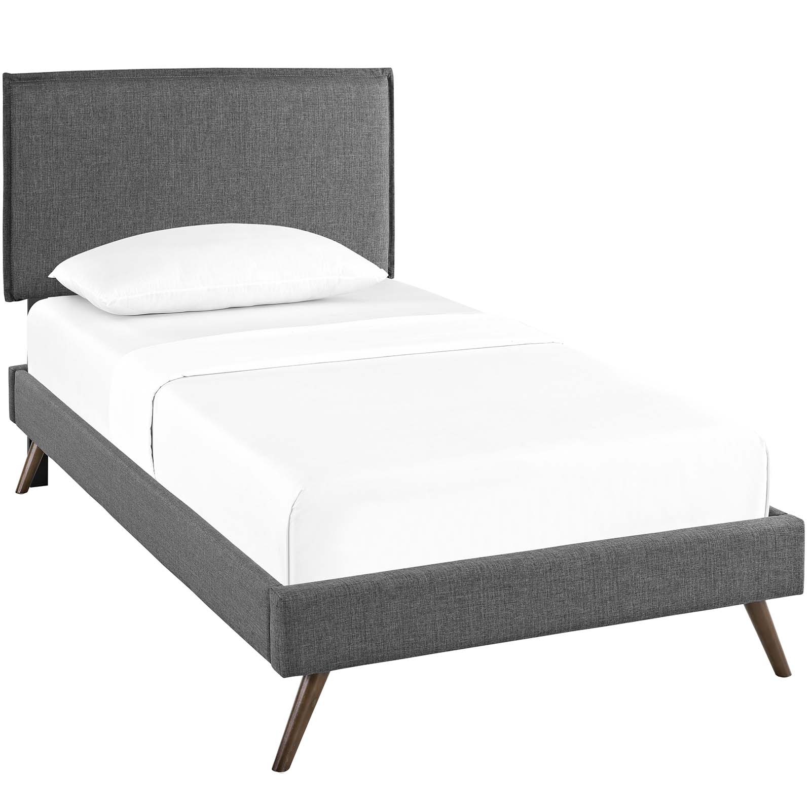 Camille Fabric Twin Platform Bed with Round Splayed Legs by Modway