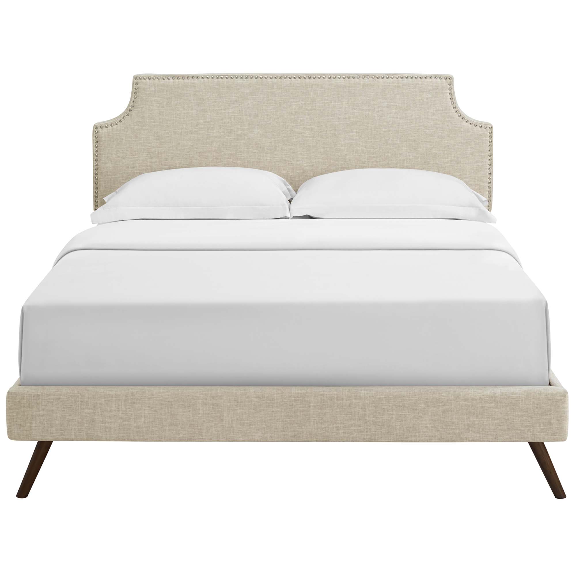 Corene Fabric Queen Platform Bed with Round Splayed Legs by Modway