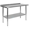 Stainless Steel 18  Gauge Prep and Work Table with 1.5" Backsplash and Undershelf - NSF Certified - 48"W x 24"D x 36"H [NH-WT-2448BSP-GG]