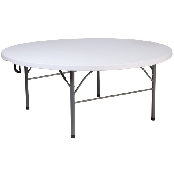 5.89-Foot Round Bi-Fold Granite White Plastic Banquet and Event Folding Table with Carrying Handle [RB-183RFH-GG]