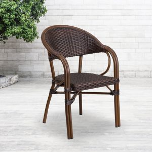 Dark Brown Rattan Bamboo Chair