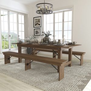 8'x40" Farm Table/2 Bench Set